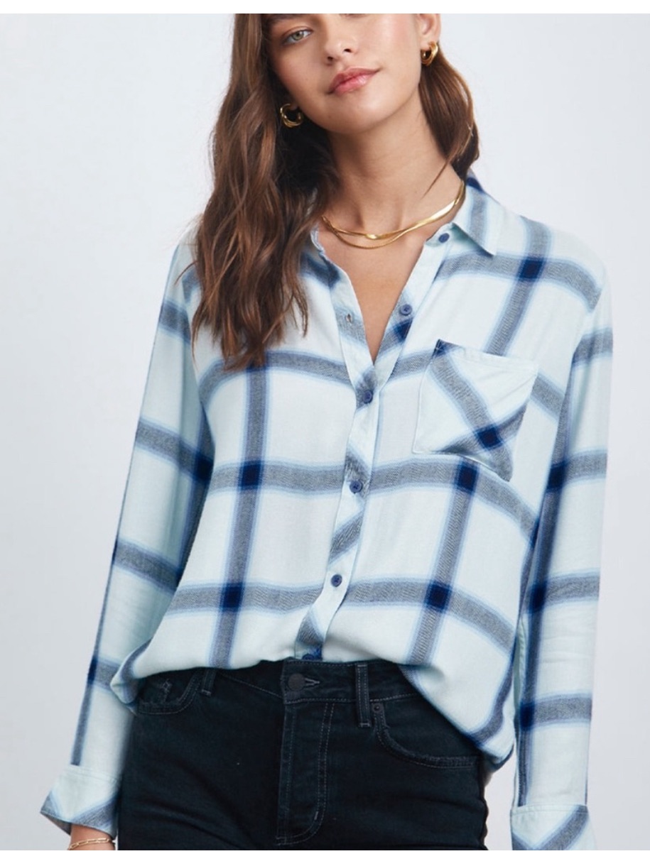 Rails Hunter Plaid Button Down Shirt Medium White Glacier Navy Costal